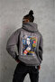 Men's printed hoodie and kangaroo pocket sweatshirt - grey - 3
