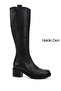 Women's Black Zippered Thick Heeled Genuine Leather Boots
