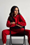 Women's 3 Thread Relaxed Fit Elastic Leg Kangaroo Pocket Tracksuit Set - Casual - 5