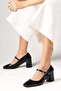 Alda Black Color Patent Leather Blunt Toe Women's Heeled Shoes - 7