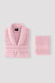 Robe Set 100% Cotton Certified Shalyaka Bathrobe Head Towel Set 2 Pieces Powder Pink - 8