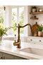 Antique Tumbled Brass Kitchen Sink Faucet with Ceramic Handle Vintage Luxury Kitchen Tap - 2