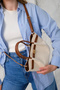 Women's Linen Lock Detailed Shoulder Bag Mini Gold - 3