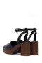 Women's Black Ankle Buckle Platform Thick Heeled Leather Sandals 26Sfd420818 - 7