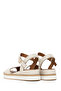 Women's Cream Strappy Wedge Heeled Leather Sandals 26Sfd551418 - 6