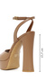 Women's Beige Ankle Buckle High Thick Heeled Platform Leather Sandals 26Sfd120718 - 4