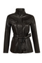 Rebecca-X Women's Black Turn-Down Collar Leather Coat 26Sge5651Ve - 2