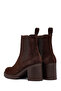 Women's Brown Heeled Suede Leather Chelsea Boots 25Wfd153710 - 7