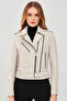 London Women's Beige Biker Leather Jacket 23Wgd5146Ve - 2