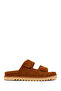 Women's Mink Double Buckle Suede Leather Slippers 26Sfd203210
