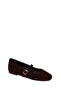 Women's Brown Strappy Suede Leather Ballerinas 26Pfd420110 - 8