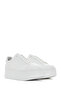 Women's White Lace-Up Thick-Soled Sports Shoes, Leather Sneaker 26Pfd3701Ft - 2