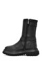 Women's Black Sahara Zippered Leather Boots 021Z100566 - 2