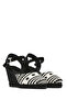 Kastamonu Stone Print Women's Black Patterned Wedge Heeled Shoes Espadrille Sandals 25Sfd20846F - 3