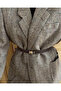Stitched Gold Buckle Belt 2cm Bitter Brown - 2