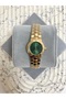 Asila Round Roman Numeral Gold Green Dial Women's Wristwatch - 3