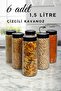6 Pieces Mega Size Long Upright Translucent Lid Striped Glass Jar Set 1500ml Food Storage Container