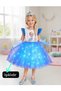 Elllsa Light-Up Dress Costume Elisa Blue Wig Bubble Hair Crown Scepter Face Stone Elsa High Heels Birthday Party - 3