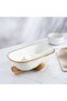 Paco Oval Serving Bowl With Bamboo Base 1.8L - White