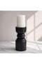 Tanga Wood Dumble Pillar Candle Holder 9.52x9.52x23.49cm - Black