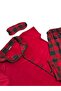 Father-Son Boy Cotton Milan Fabric Red Plaid Shirt Collar Buttoned Sleep Band Short Sleeve Pajama Set - 4