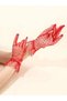 Laced Tulle Polka Dot Transparent Party Costume Henna Wedding & Bridal Gloves RED - 4
