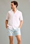 100% Linen Regular Fit Polo Collar Short Sleeve Shirt G5254Ax26Sm