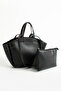 Original Luxury Soft Leather Stylish Hand and Shoulder Bag with Double Strap and Puppy Makeup Bag - 8