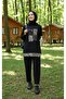 Fi̇raz Takim Crystal Fabric Women's Black Color Leopard Patterned and Stone Detailed Hijab Pantsuit