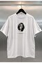 Abstraction Digital Print Oversize White Unisex T-Shirt