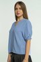 Solid Short Sleeve Blouse with Cuffs - 3
