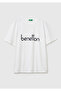 Men's White 100% Cotton Logo Printed Regular Fit Crew Neck T-Shirt
