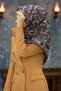 100% Twill Silk Geometric Patterned Black - Beige Colored 90X90 Scarf Sewing Shape: Hand Sewing - 6