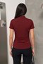 Women's T-Shirt Short Sleeve Stoned Draped Sandy Fabric Short Stylish Blouse - 4