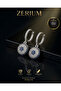 Women's Silver Color Steel Earrings with Evil Eye Bead Figure Hoop - 5