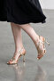 Vera Gold Patent Leather Cross-Strapped Ankle Strap Thin Heeled Shoes - 2