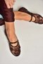 Y726330115 Brown Mesh Pearl Detailed Mesh Women's Ballerinas - 2