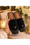Women's Black Suede Look Square-Toe Casual Home and Outdoor Slippers - 3