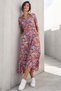 Pink Floral Print Shirt Collar Midi Dress Mg1821