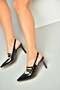 R654218308 Black Patent Leather Thin Heeled Women's Shoes - 3