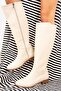 Beige Faux Leather Women's Boots J654065609 - 3