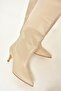 Beige Low Heeled Women's Boots N749204009 - 8