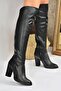 Black High Heeled Women's Boots L654618009 - 3