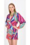 Colorful Pastel Colors Front Tie Button Collar Long Sleeve Spring Dress - 4
