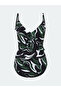 Texx Store Quality Ruffle Detailed Patterned Women's Swimsuit