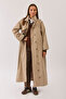 Cotton High Collar Buttoned Trench Coat Beige - 7