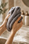 Gray Color Microfiber Hair Towel, Hair Cap, For Beach After Bath Sea And Pool - 5