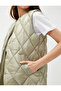 Quilted Vest Round Collar with Snap Fasteners - 5