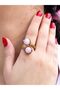 Natural Stone Sun 2-Piece Natural Stone Antique Model Women's Adjustable Ring Euy90Gns
