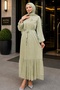 Mint Green Floral Bronched Chiffon Dress - 2